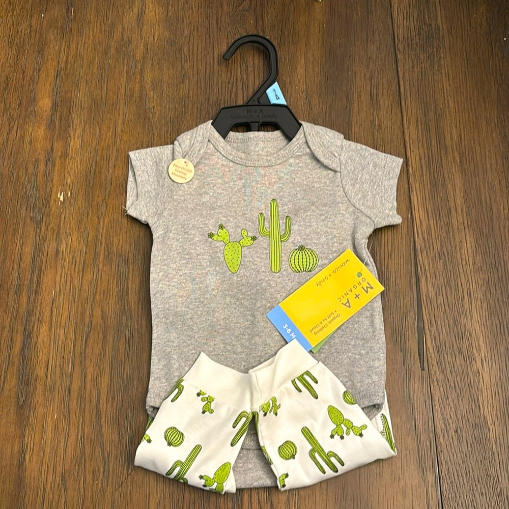 NWT Monica + Andy 3-6M Cactus onesie and pant set